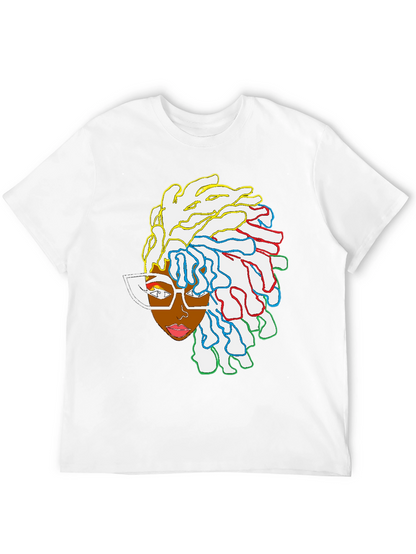 Black T-Shirt with Artistic Woman Graphic