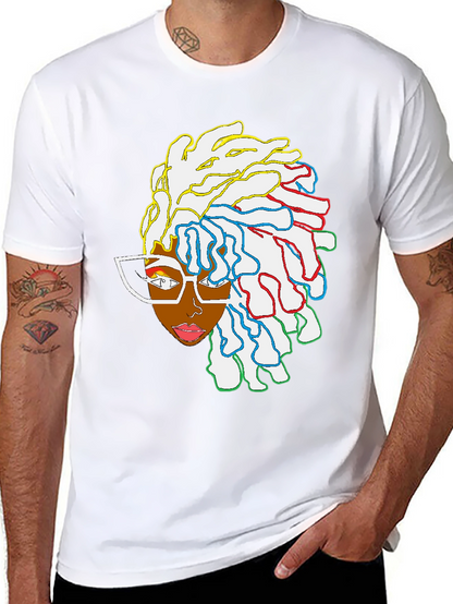 Black T-Shirt with Artistic Woman Graphic