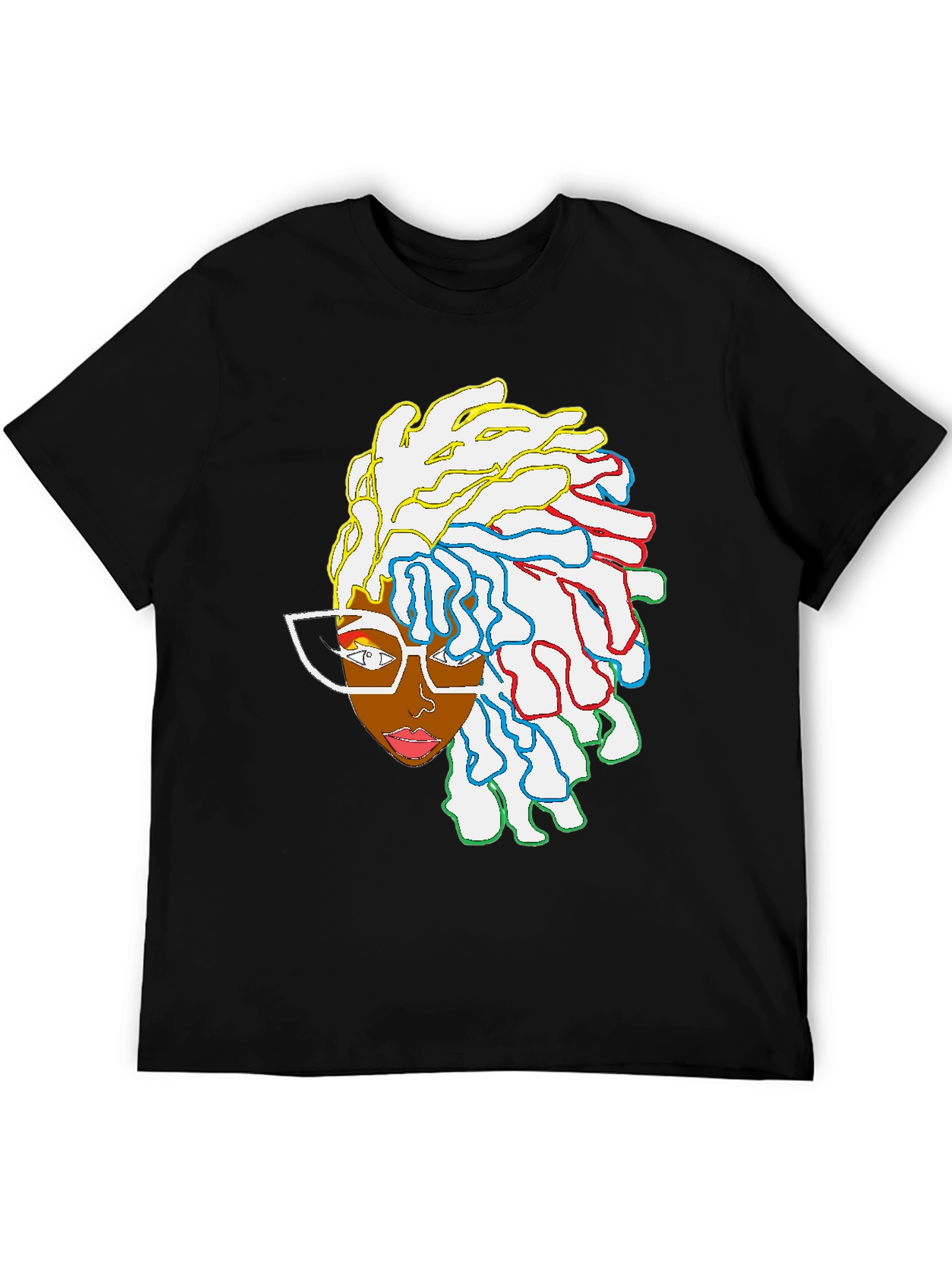 Black T-Shirt with Artistic Woman Graphic