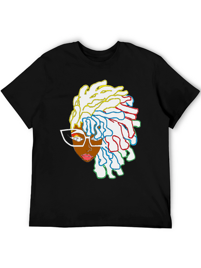 Black T-Shirt with Artistic Woman Graphic