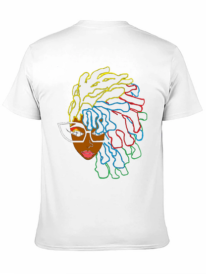Black T-Shirt with Artistic Woman Graphic
