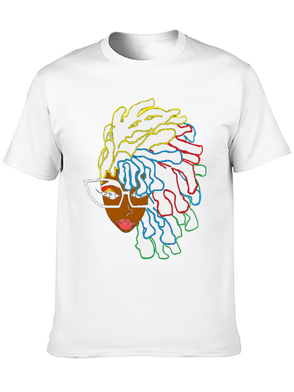Black T-Shirt with Artistic Woman Graphic