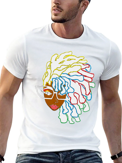 Black T-Shirt with Artistic Woman Graphic