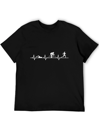 Triathlon Heartbeat T-Shirt - Run Bike Swim Tee