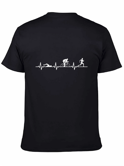 Triathlon Heartbeat T-Shirt - Run Bike Swim Tee