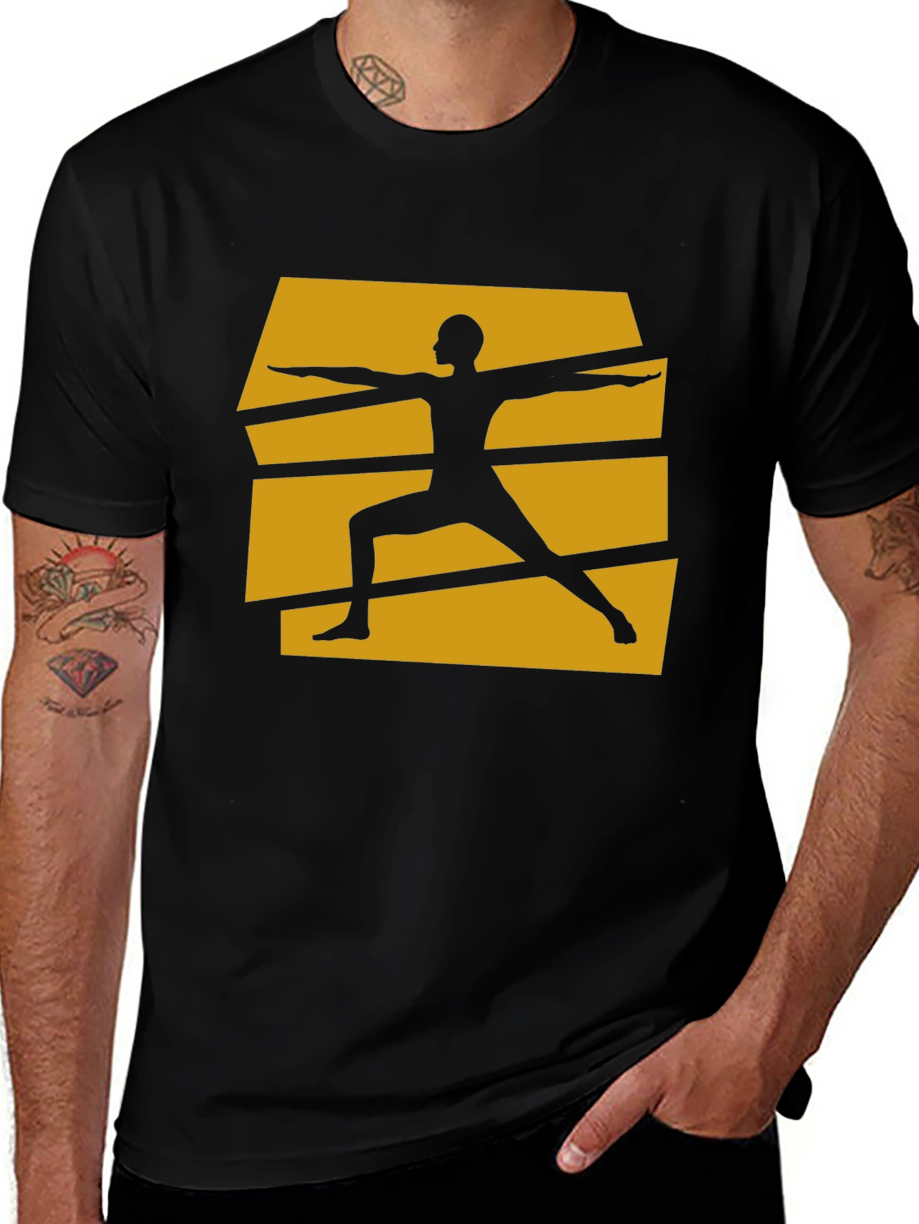 Yoga Warrior Pose Graphic Tee - Black