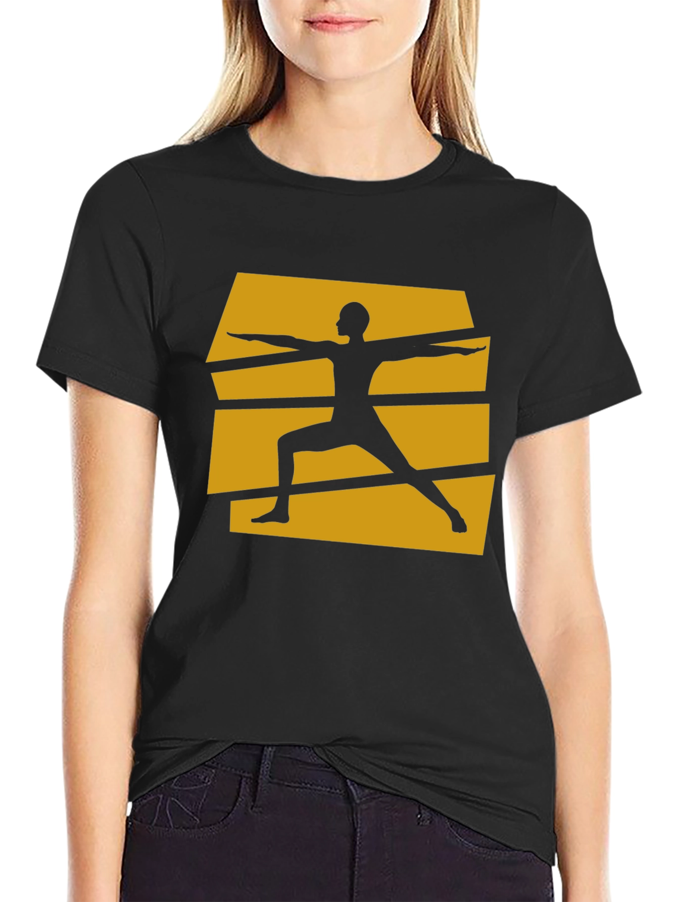 Yoga Warrior Pose Graphic Tee - Black