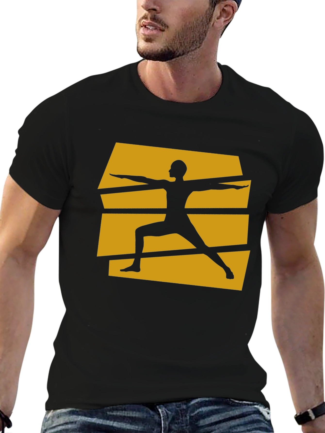 Yoga Warrior Pose Graphic Tee - Black