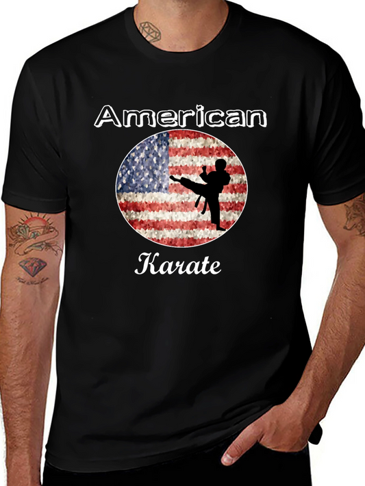 American Karate T-Shirt - Martial Arts USA Flag Tee