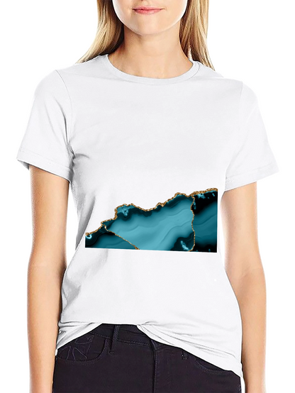 Abstract Teal & Gold Accent T-Shirt
