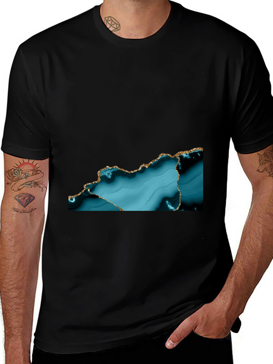 Abstract Teal & Gold Accent T-Shirt