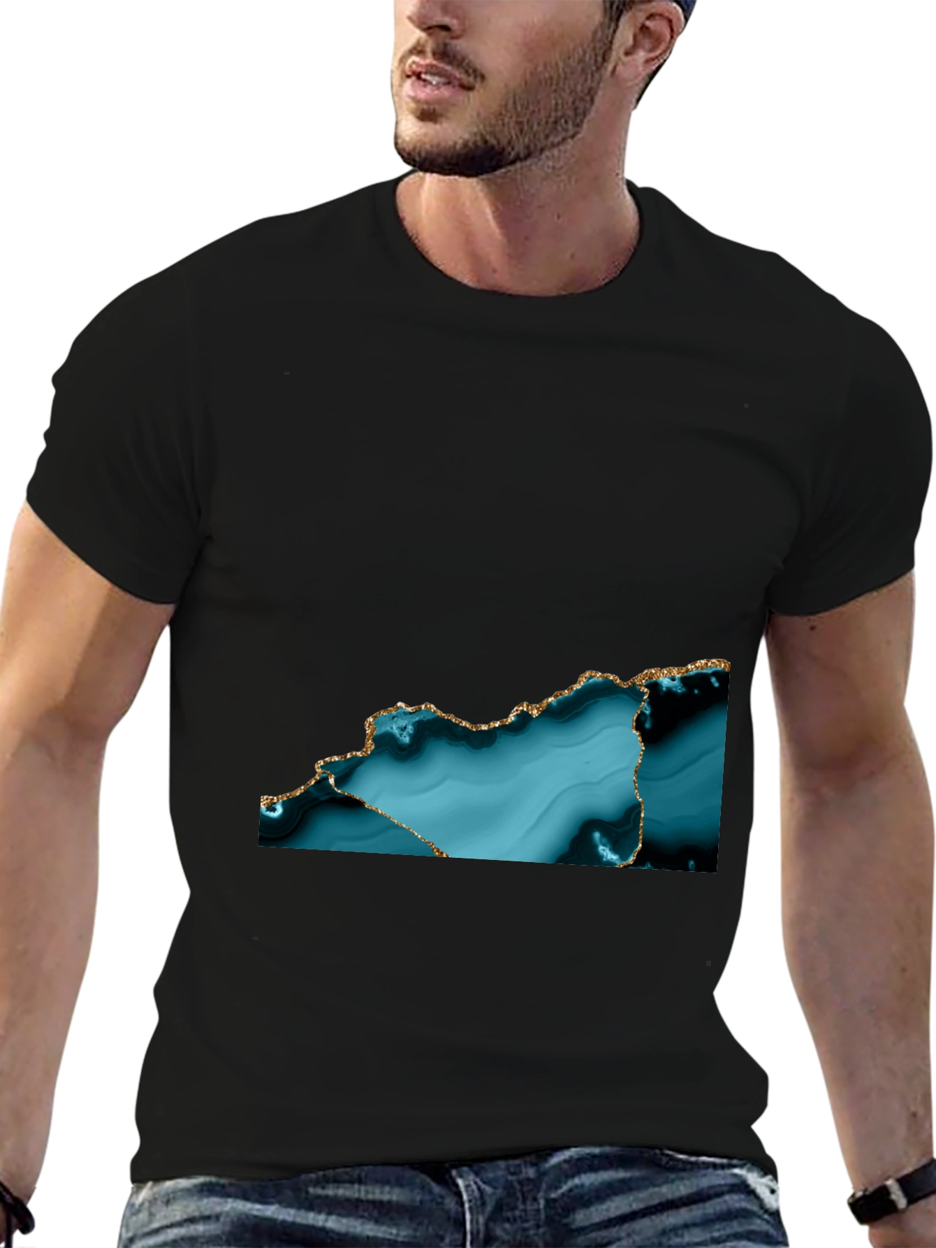 Abstract Teal & Gold Accent T-Shirt