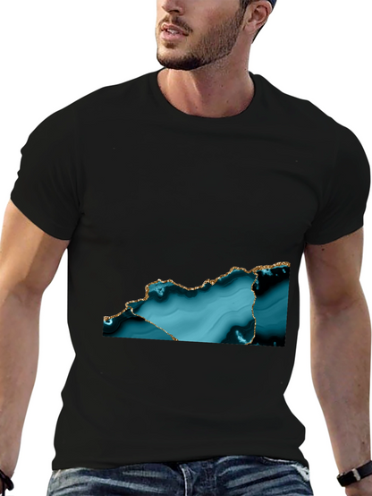 Abstract Teal & Gold Accent T-Shirt