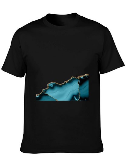 Abstract Teal & Gold Accent T-Shirt