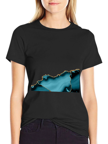 Abstract Teal & Gold Accent T-Shirt