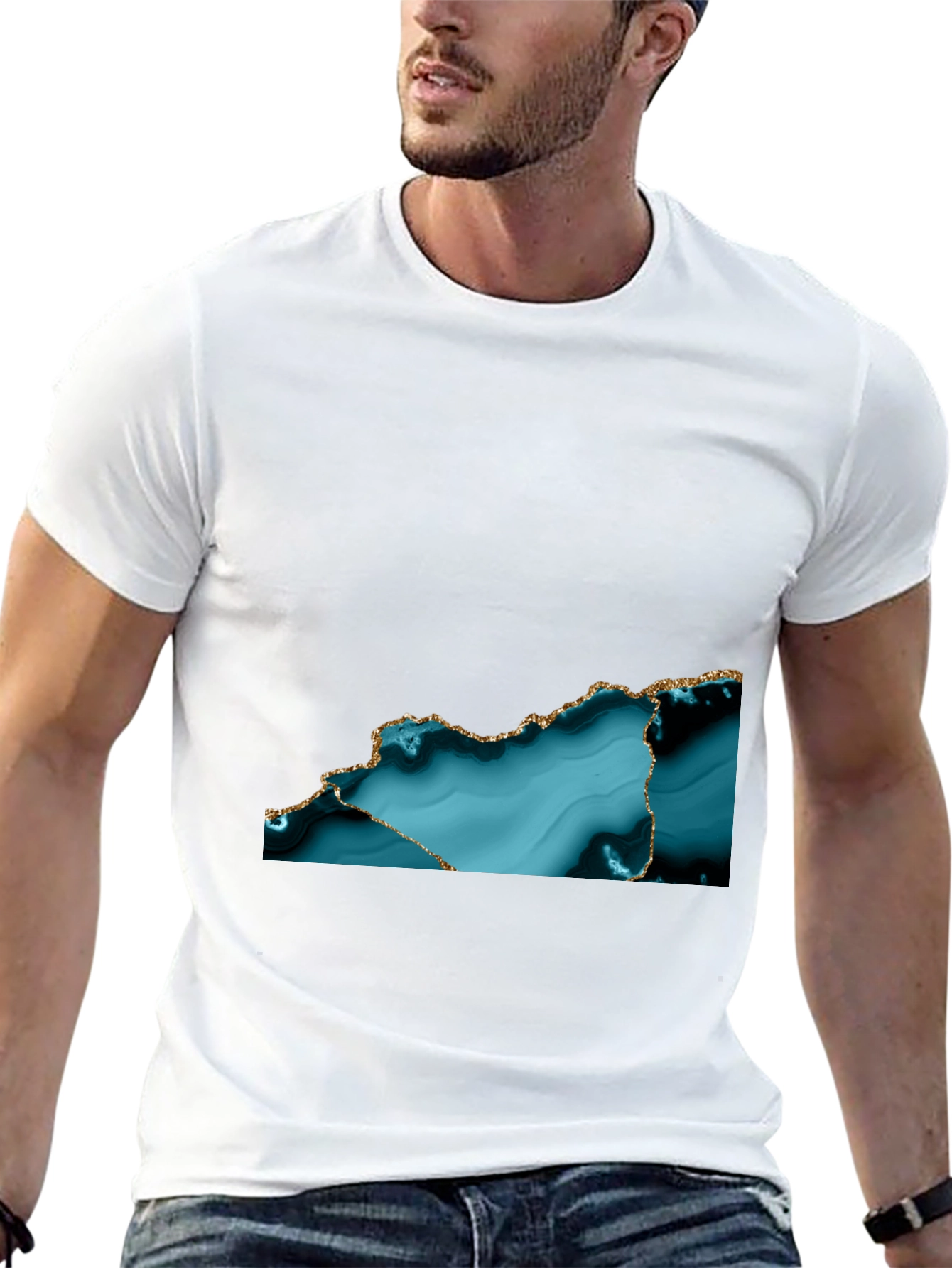 Abstract Teal & Gold Accent T-Shirt