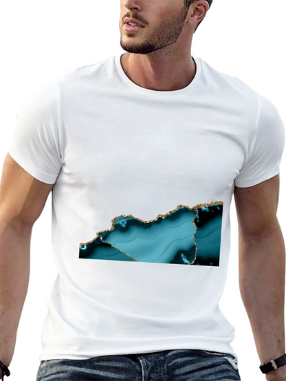 Abstract Teal & Gold Accent T-Shirt