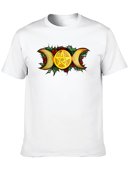 Triple Moon Goddess Pentacle Black T-Shirt