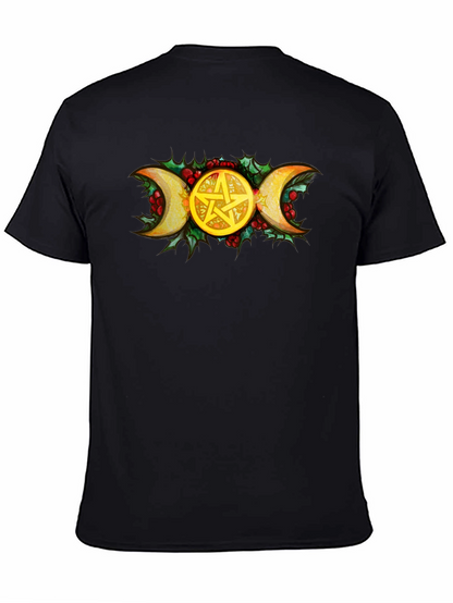 Triple Moon Goddess Pentacle Black T-Shirt