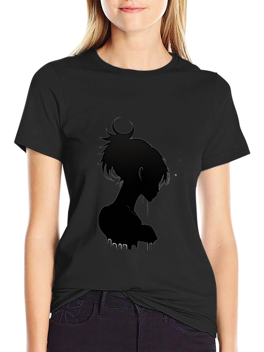 Stylish Black Anime Silhouette Graphic Tee