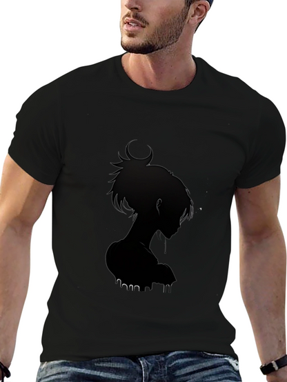 Stylish Black Anime Silhouette Graphic Tee