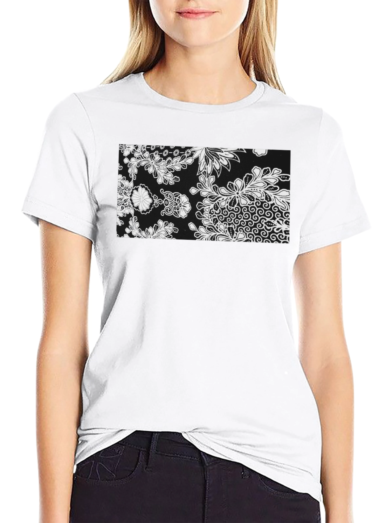 Black Floral Print T-Shirt