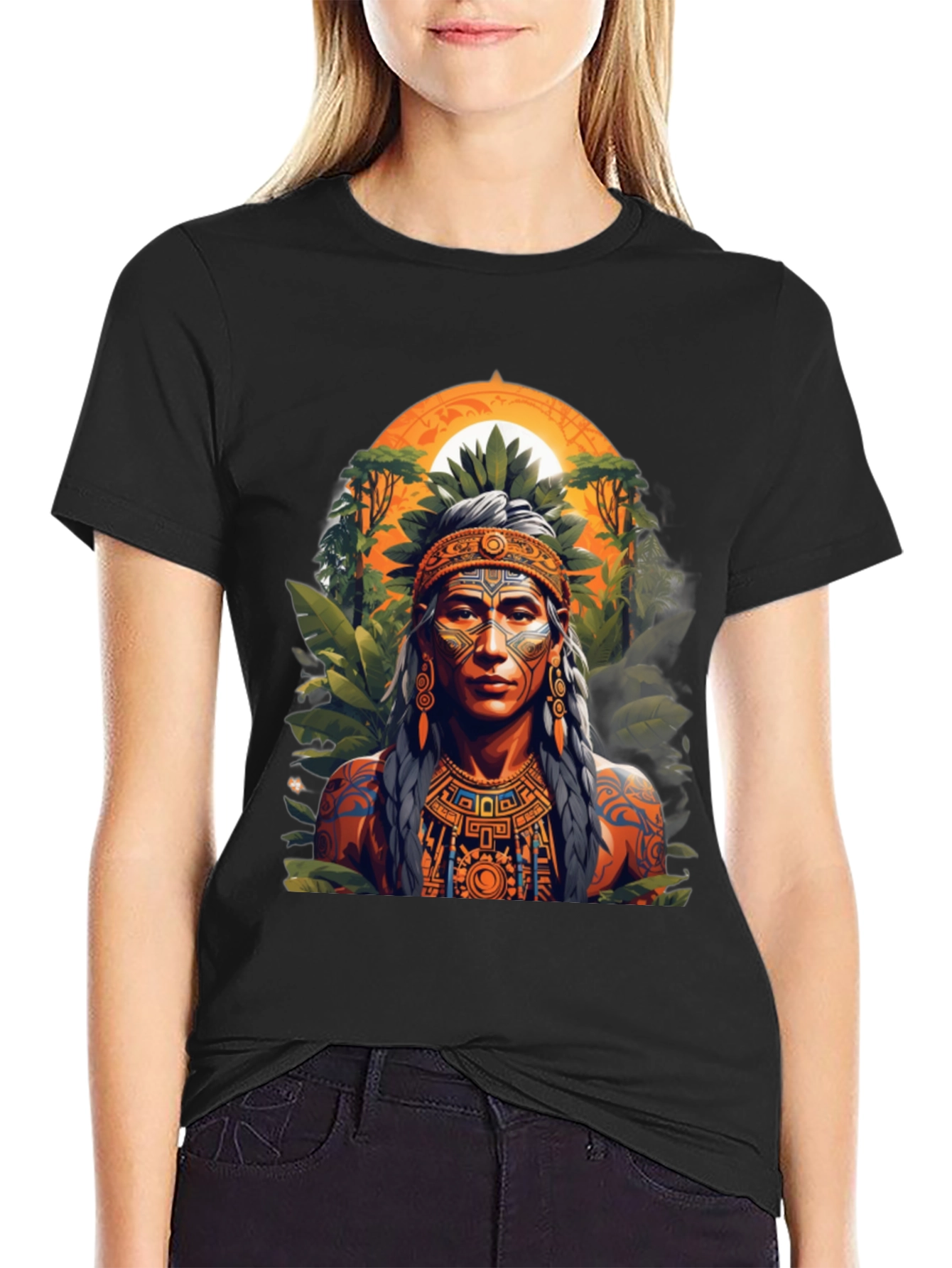 Aztec Warrior T-Shirt - Black Graphic Tee