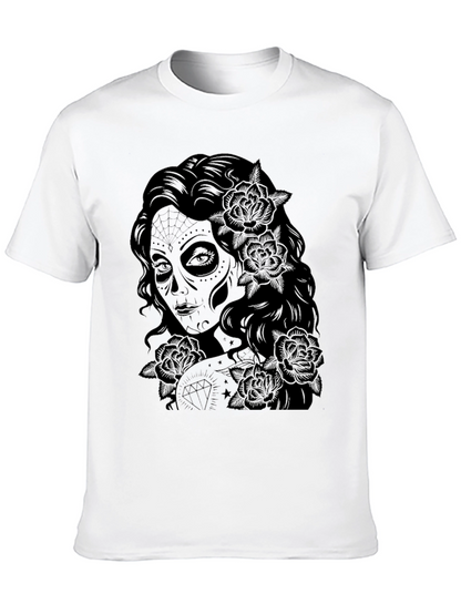 Sugar Skull Woman Graphic Tee - Black