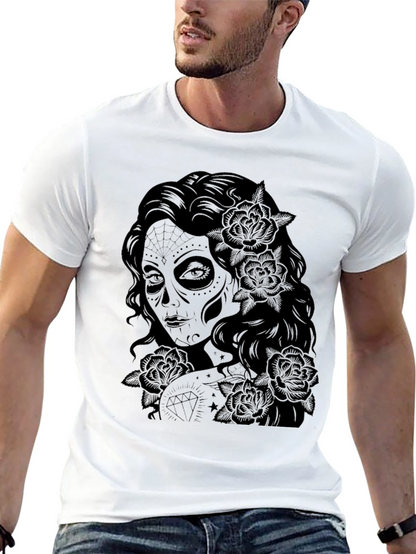 Sugar Skull Woman Graphic Tee - Black