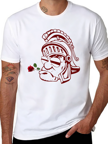 Black Tee with Red Gladiator Rose Design
