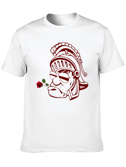 Black Tee with Red Gladiator Rose Design