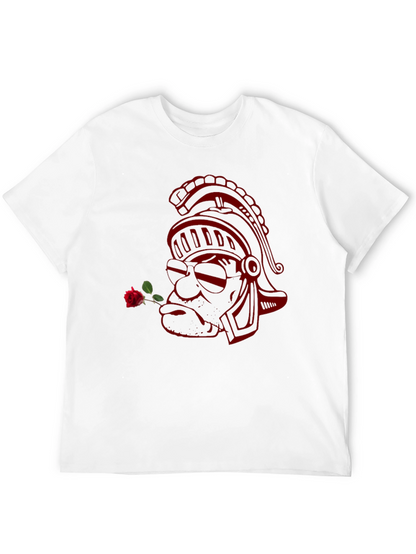 Black Tee with Red Gladiator Rose Design
