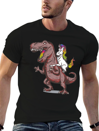 Unicorn Riding Dinosaur Graphic Tee