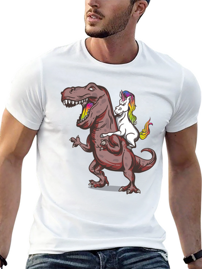 Unicorn Riding Dinosaur Graphic Tee