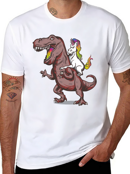 Unicorn Riding Dinosaur Graphic Tee