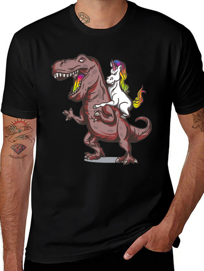 Unicorn Riding Dinosaur Graphic Tee