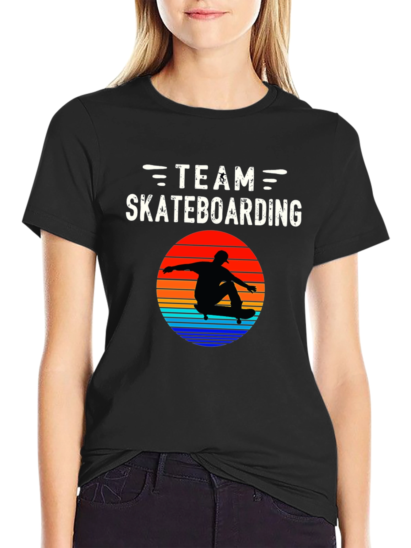 Team Skateboarding Graphic Tee - Black Casual Shirt