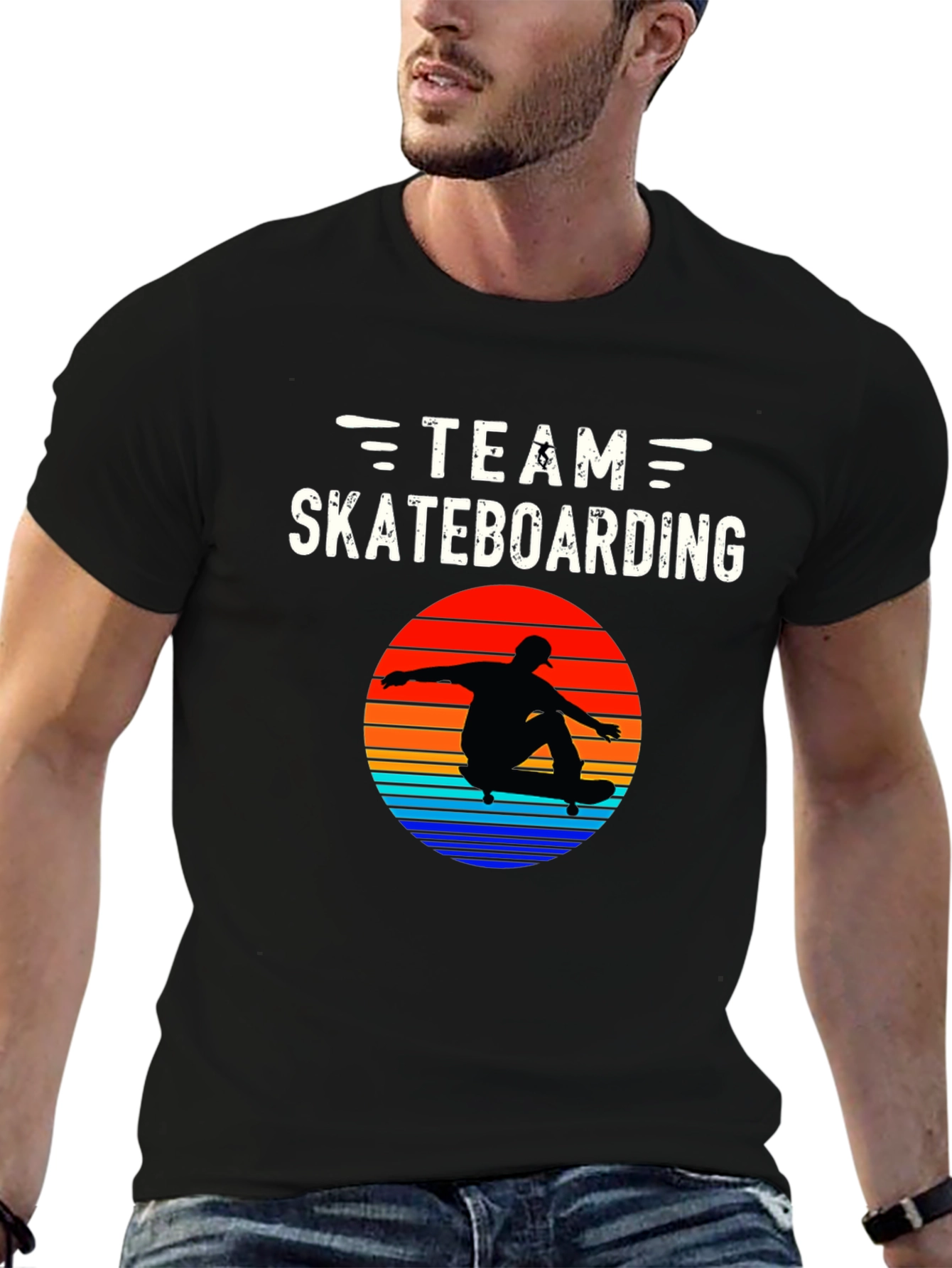 Team Skateboarding Graphic Tee - Black Casual Shirt