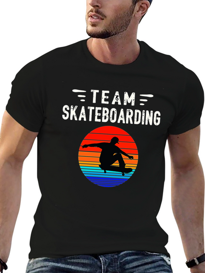 Team Skateboarding Graphic Tee - Black Casual Shirt