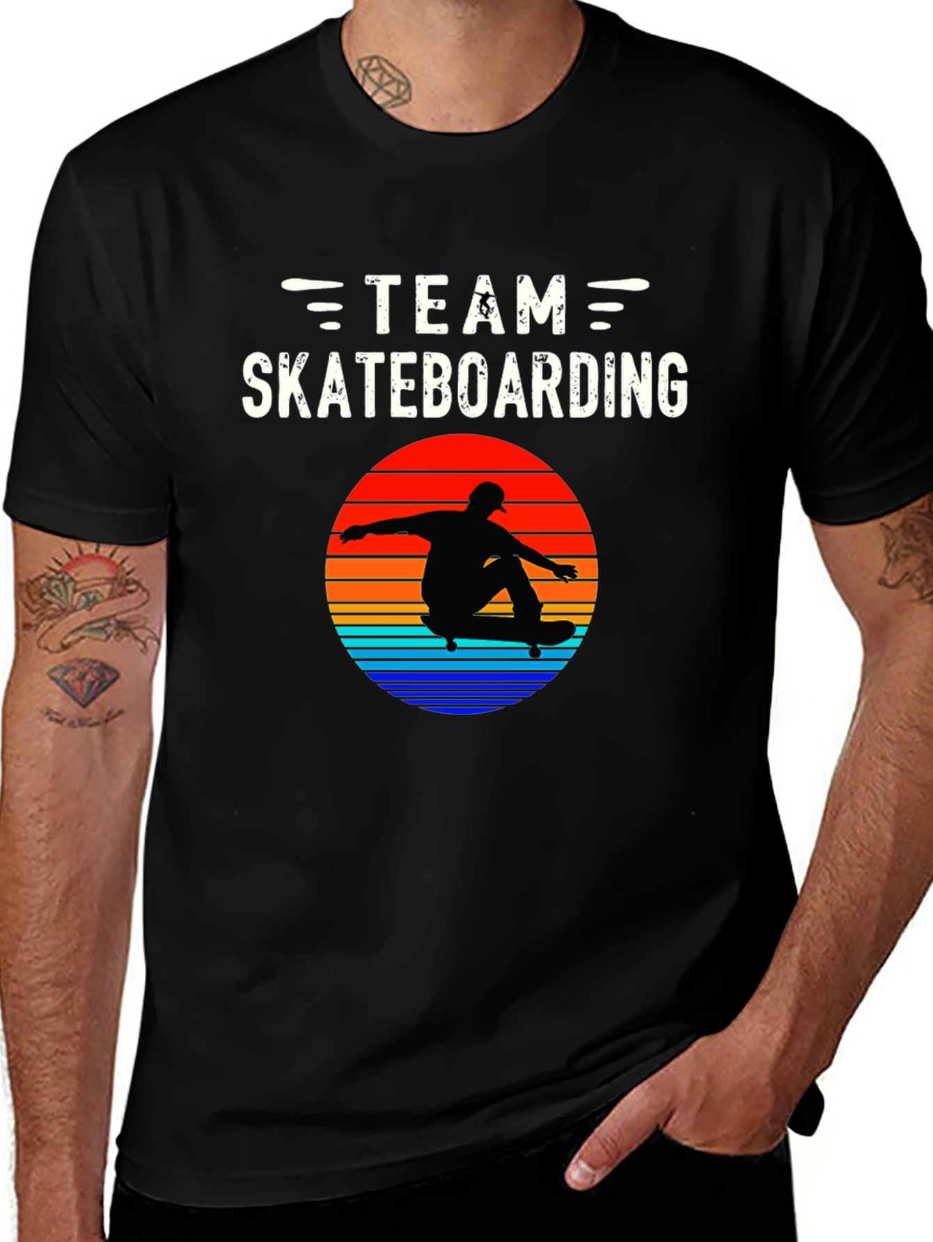 Team Skateboarding Graphic Tee - Black Casual Shirt