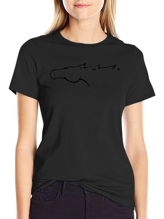 Black Horse Profile Graphic Tee - Casual Style