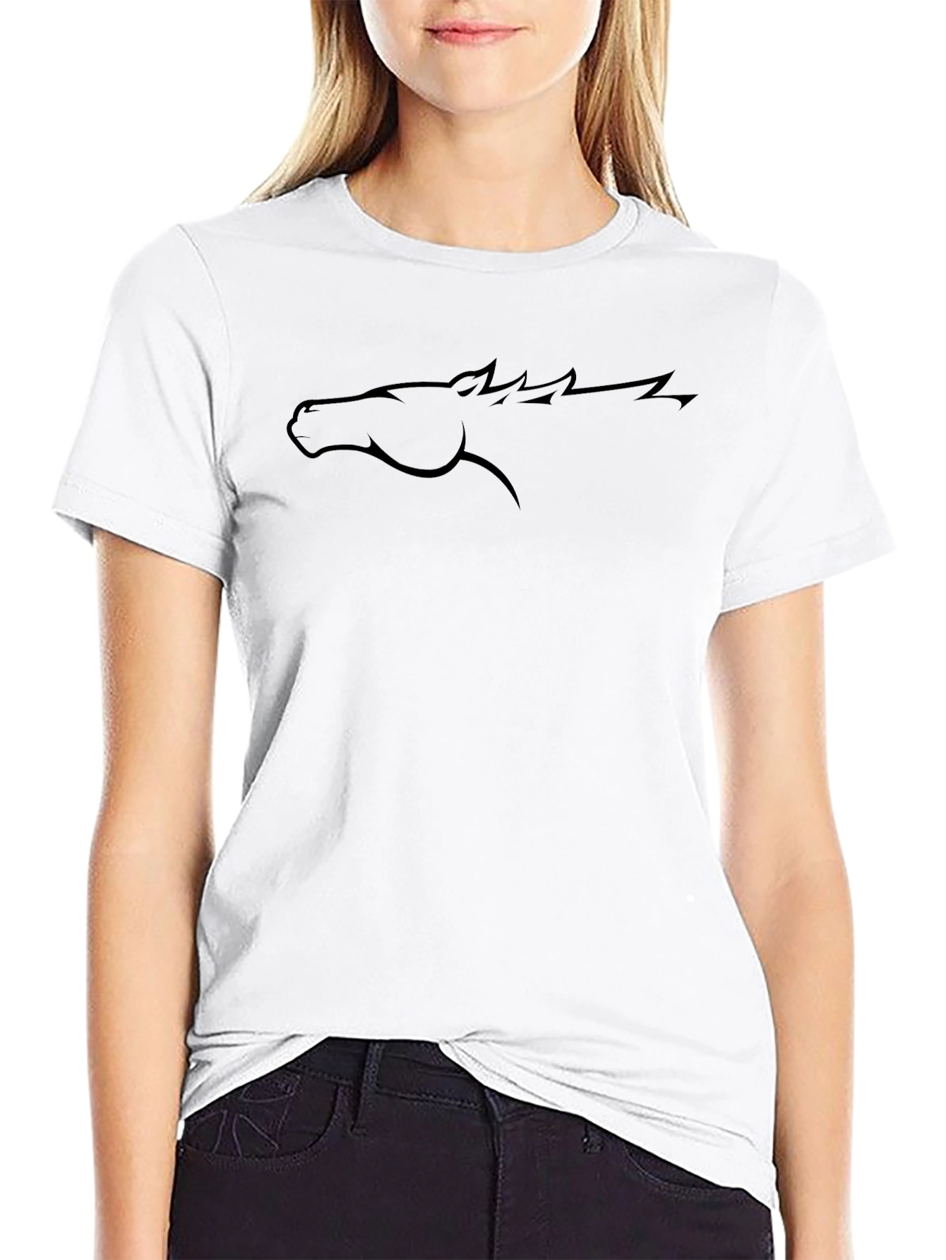 Black Horse Profile Graphic Tee - Casual Style