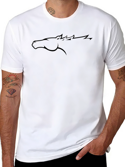 Black Horse Profile Graphic Tee - Casual Style