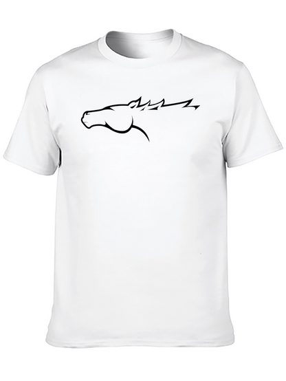 Black Horse Profile Graphic Tee - Casual Style