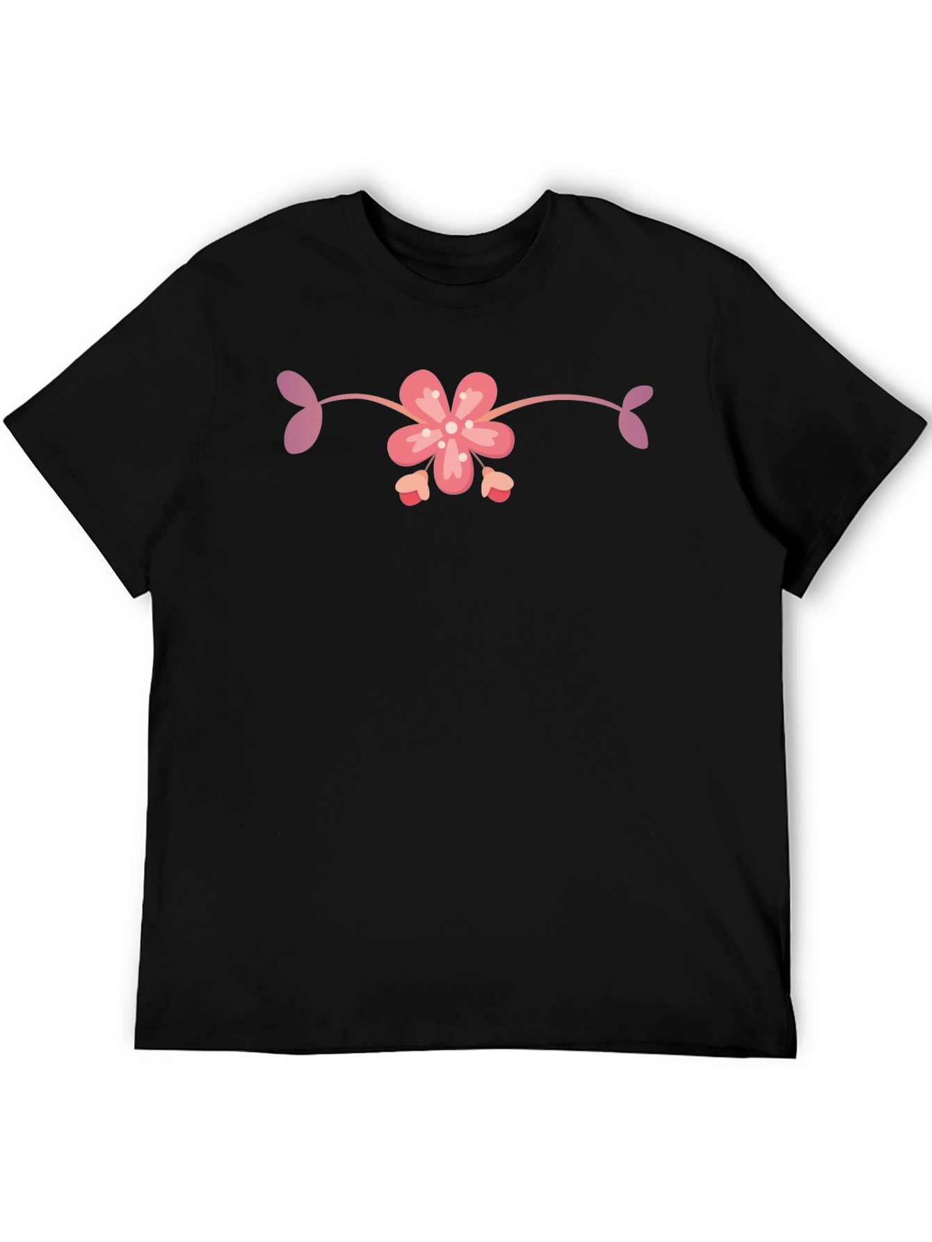 Black T-Shirt with Floral Design
