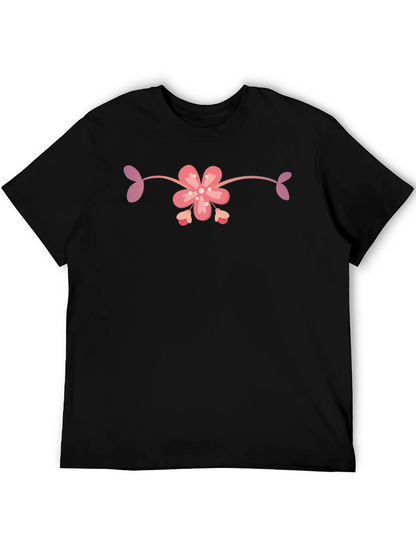 Black T-Shirt with Floral Design