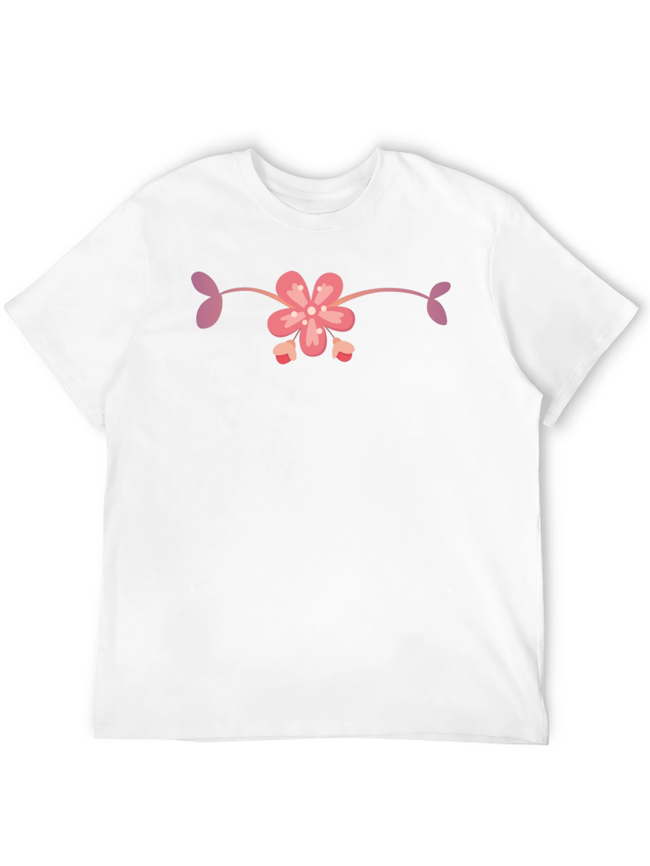 Black T-Shirt with Floral Design