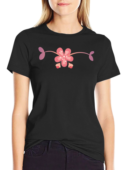 Black T-Shirt with Floral Design