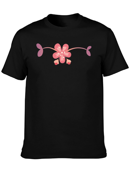 Black T-Shirt with Floral Design