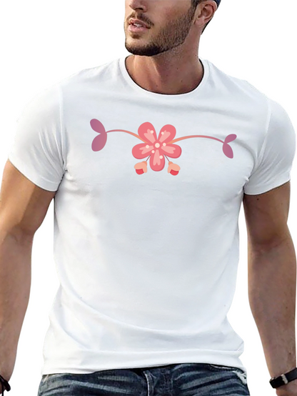 Black T-Shirt with Floral Design